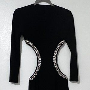 Norma Kamali Stud Long Sleeve Cut Out Jumpsuit